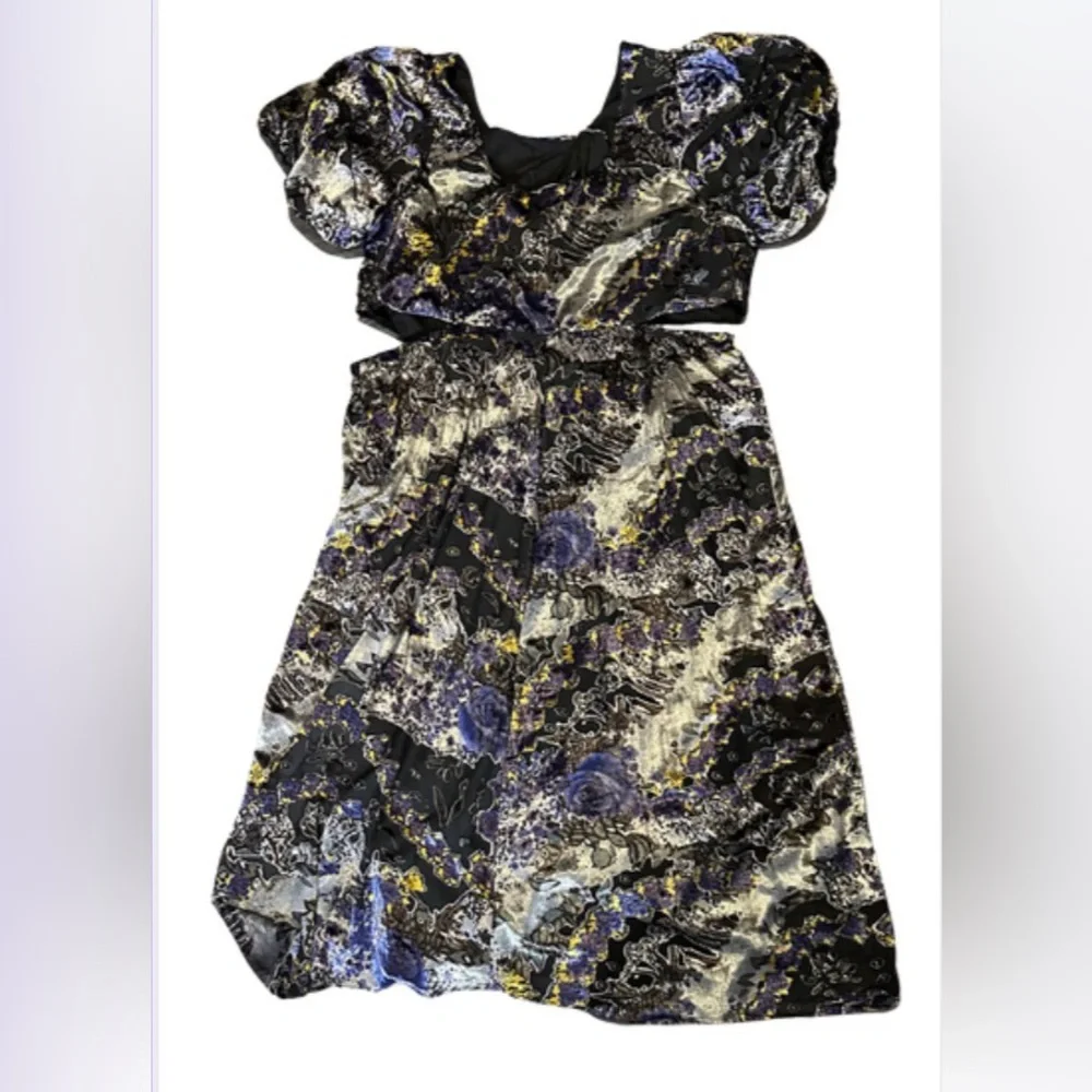 Anthropologie Let Me Be Burnout Velvet Cut Out Maxi Dress, Puff Sleeves, Size 3X